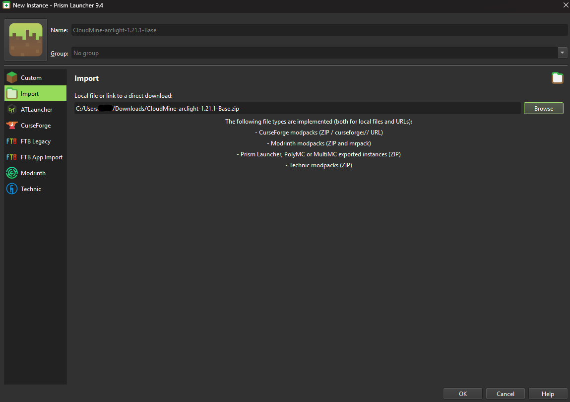 Import ModPack